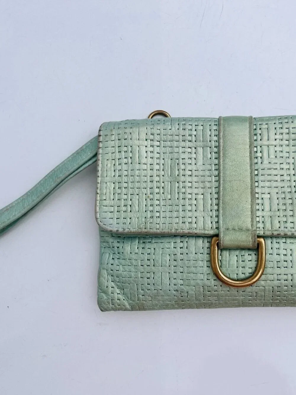 Convertible Mint Green Leather Writstlet Wallet by Marnie Bugs
